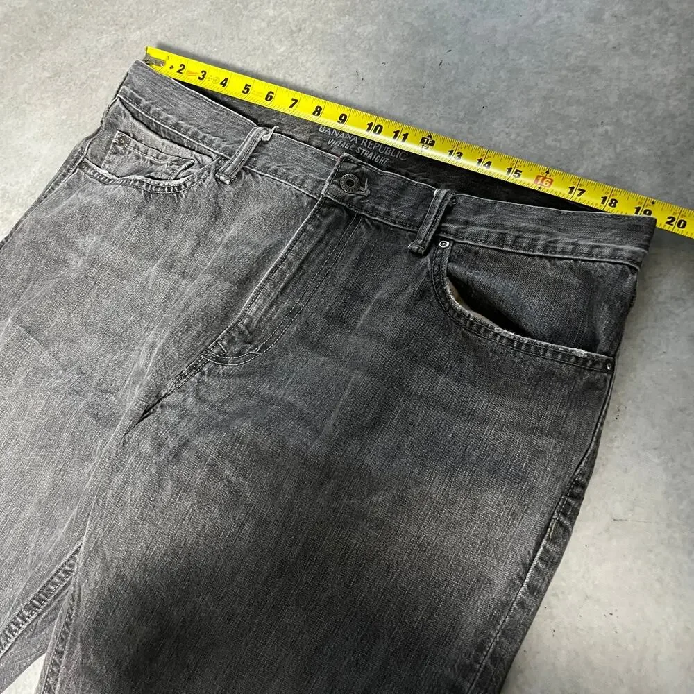 Banana Republic Relaxed Vintage Straight Mens Size 38x32 Jeans Loose Grey Denim